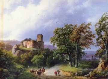 Néerlandais 1803 à 1862 Le Ruined Castle Pays Bas paysage Barend Cornelis Koekkoek Peinture à l'huile